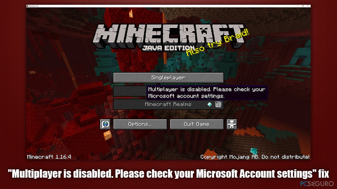 How to fix Minecraft error «Multiplayer is disabled. Please check your Microsoft Account settings»?
