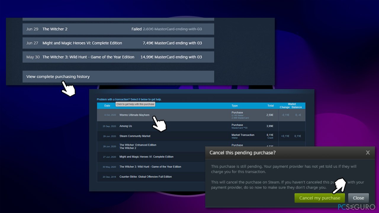 How to fix Steam Pending Transaction error?