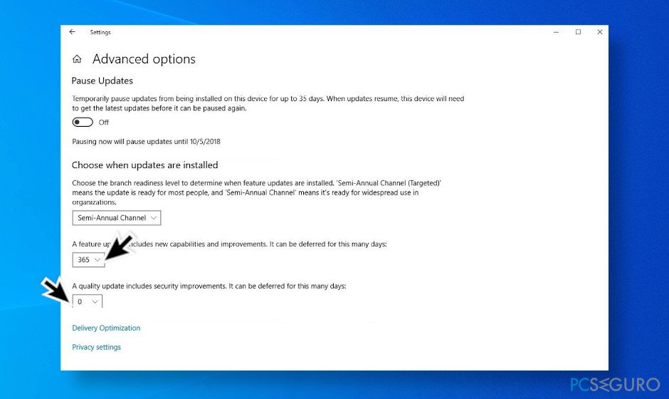 Postpone Windows 10 updates
