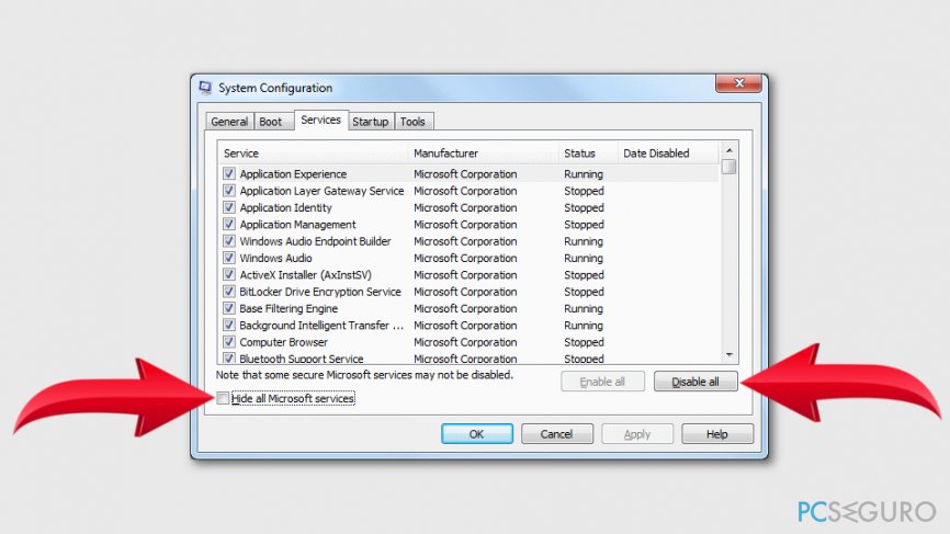 Open Services tab in System Configuration
