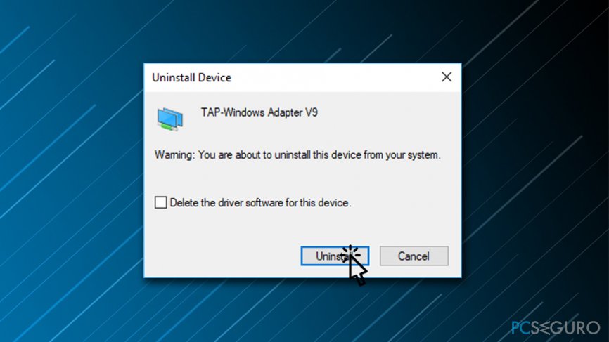 Uninstall Tap-Windows Adapter from your system